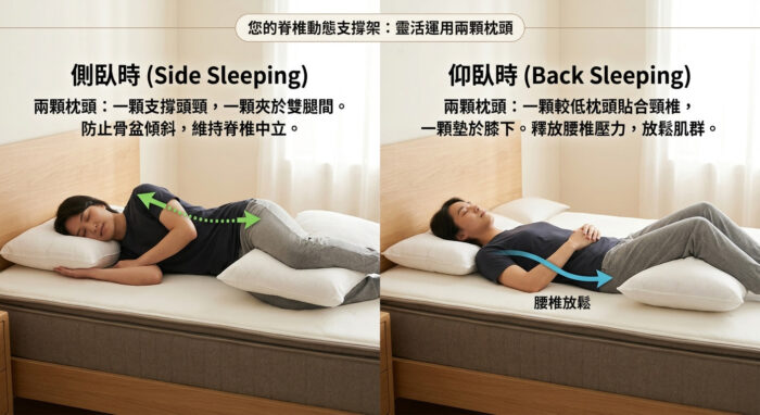 一、 它是你脊椎的「動態支撐架」 為什麼枕頭不能只買一個？